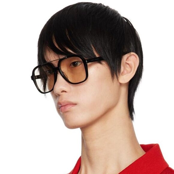 Saint Laurent Women Sunglasses Black Light Yellow Pilot SL545 001 BRAND NEW - Picture 14 of 14